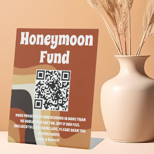 Signe De Table Retro les années 70 Bohême Mariage QR Code Honeymo
