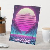 Signe De Table rétro, lune de néon des années 80/palmiers (In SItu)