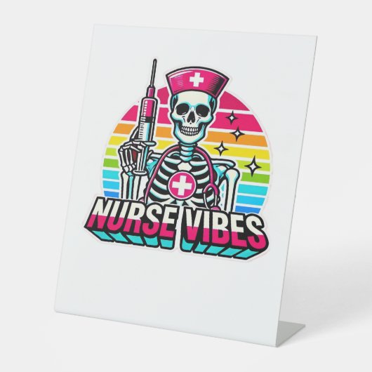 Signe De Table Retro Neon Skeleton Nurse - Funny Éffrayant D (Recto)