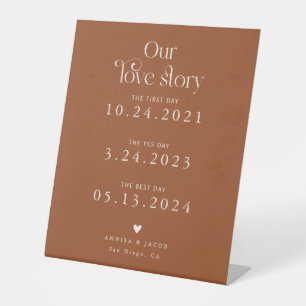 Signe De Table Retro Our Love Story Terracotta Mariage Timeline