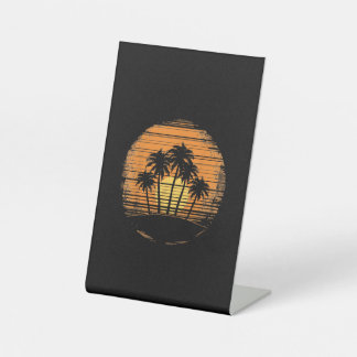 Signe De Table Retro Palm Tree Sunset Summer Beach Vintage Tropic