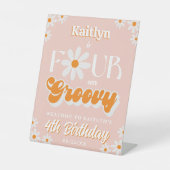 Signe De Table Retro Quatre Filles toujours Super 4e anniversaire (Recto)