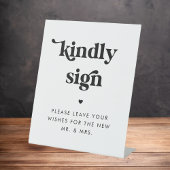 Signe De Table Retro Script Heart Kindly Sign Guest Book Mariage