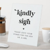Signe De Table Retro Script Heart Kindly Sign Guest Book Mariage (In SItu)