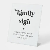 Signe De Table Retro Script Heart Kindly Sign Guest Book Mariage (Recto)