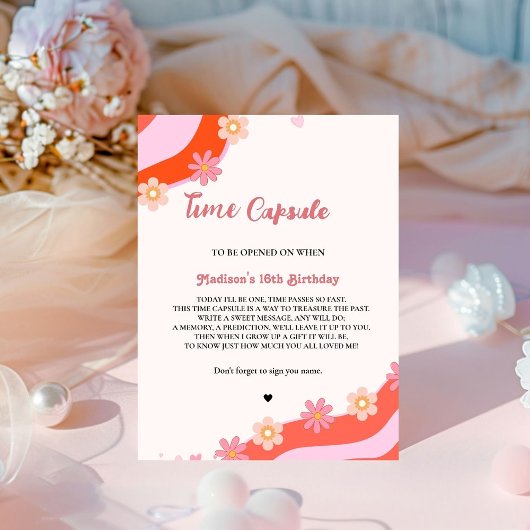 Signe De Table Retro Super Daisy temps baby shower Capsule Poster