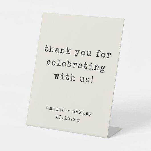 Signe De Table Retro Typewriter Ivory Custom Wedding Thank You (Recto)