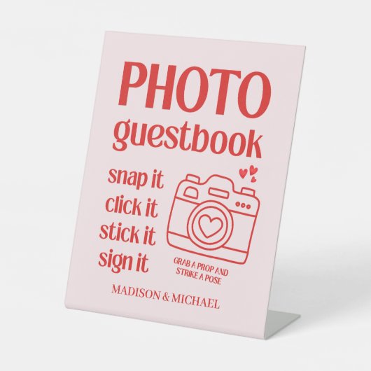 Signe De Table Retro Valentine Hearts Wedding Red Pink (Recto)