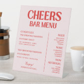 Signe De Table Retro Valentine Wedding Red Pink Bar Menu (In SItu)