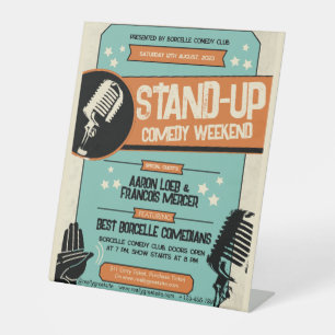 Signe De Table Retro Vintage Grunge Stand Up Comedy Show