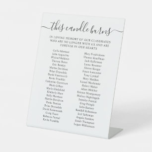 Signe De Table Réunion de classe à la mémoire de bougie nommée