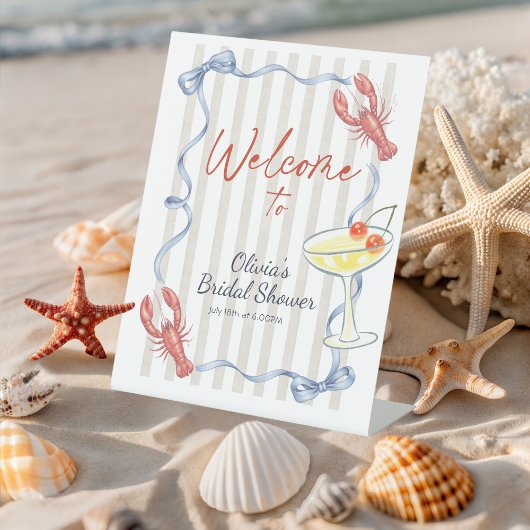 Signe De Table Ribbon Lobster She is Catch Bridal Shower Welcome 