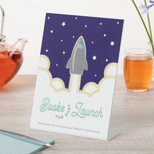 Signe De Table Rocket Launch Books for Baby Gray & Blue (In SItu)