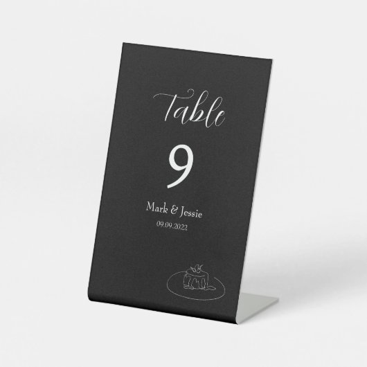 Signe De Table ROE Mariage simple noir et blanc (Recto)