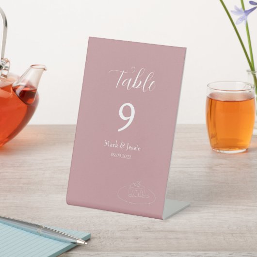 Signe De Table ROE rose et blanc Mariage simple (In SItu)