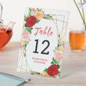Signe De Table Romantic Red and Orange Roses (In SItu)