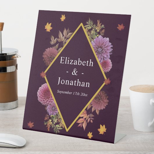 Signe De Table Romantique Automne Dahlia Mariage (In SItu)