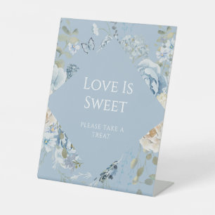 Signe De Table Romantique Bleu Floral Mariage L'amour est doux
