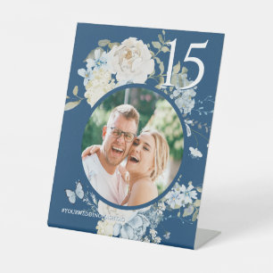 Signe De Table Romantique Dusty Blue Floral Mariage Photo