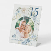 Signe De Table Romantique Dusty Blue Floral Mariage Photo (Recto)