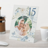 Romantique Dusty Blue Floral Mariage Photo