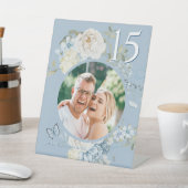 Signe De Table Romantique Dusty Blue Floral Mariage Photo (In SItu)