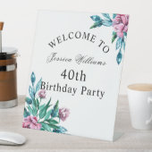 Signe De Table Romantique Feminine Floral 40e anniversaire (In SItu)