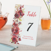 Signe De Table Romantique Roses Rouges Mariage Floral (In SItu)