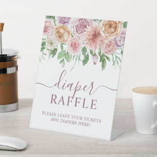 Signe De Table Romantique violet Rose Baby shower Déchets Raffle