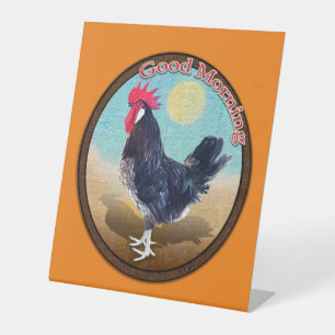 Signe De Table Rooster de Minorque Bonjour Vintage Oval