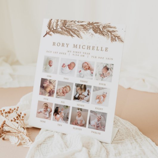 Signe De Table RORY Boho Beige Winter Wonderland Photo Mileston
