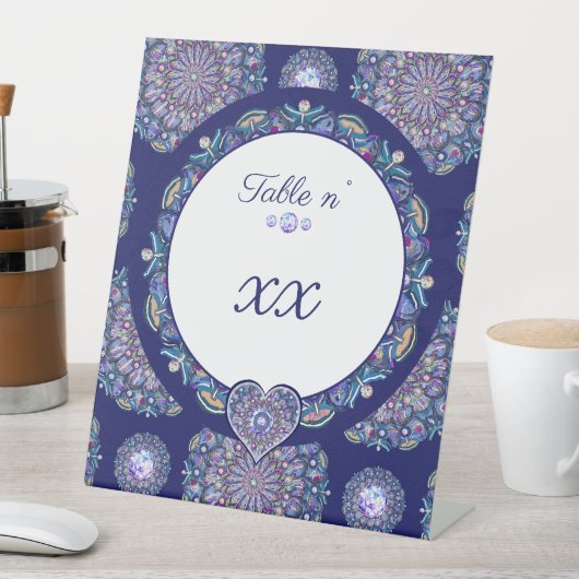 Signe De Table Rosace bleue (In SItu)