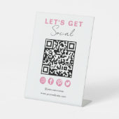 Signe De Table Rose Blanc Moderne Connectez-Vous Au Code QR Améri (Recto)