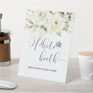 Signe De Table Rose blanche élégante verte Symbole de la cabine p