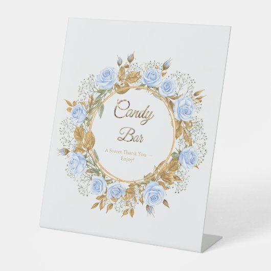 Signe De Table Rose bleu baisé d'or (Recto)