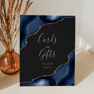 Signe De Table Rose bleu marine Gold Dark Wedk Cartes et Cadeaux