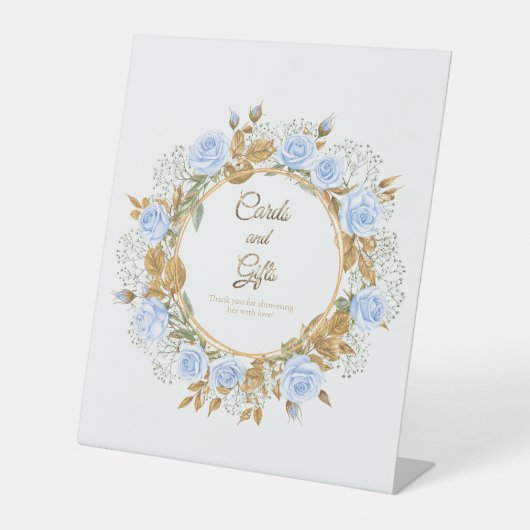 Signe De Table Rose bleue baisée d'or Mariage (Recto)