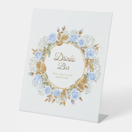 Signe De Table Rose bleue baisée d'or Mariage  (Recto)