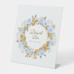 Signe De Table Rose bleue mariée baisée par l'or