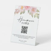 Signe De Table Rose Carnation Honeymoon Fund Cash QR Code Mariage (Recto)