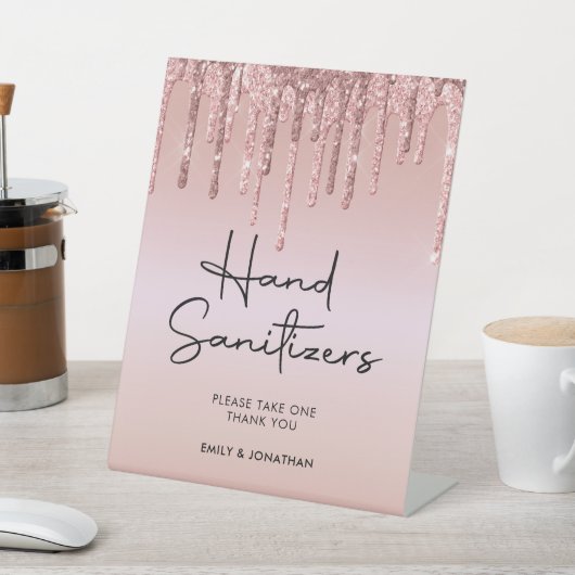 Signe De Table Rose de Parties scintillant or  Mariage Sanitizer  (In SItu)