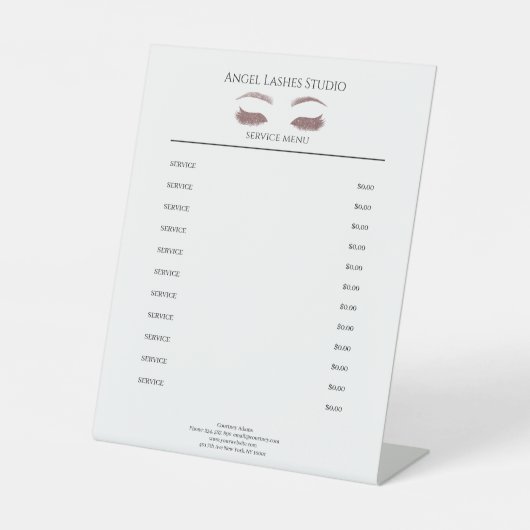 Signe De Table Rose d'extension des cils Salon Or (Recto)