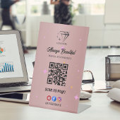 Signe De Table Rose Esthétique Gold Qr Code Scan pour payer