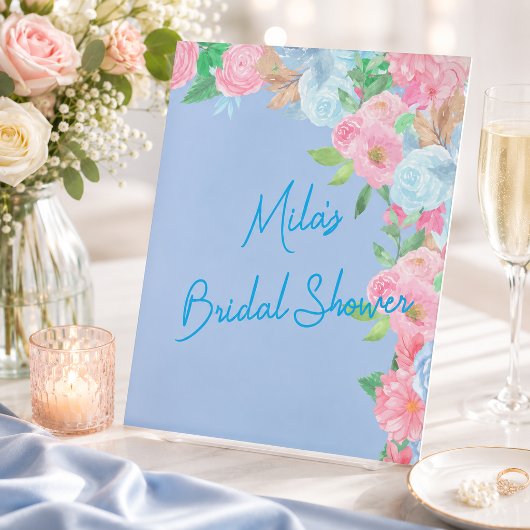 Signe De Table rose et bleu floral