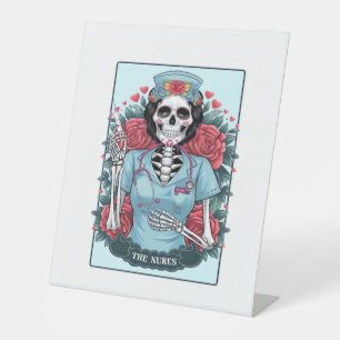 Signe De Table Rose Floral Skeleton Nurse Carte Tarot Halloween E