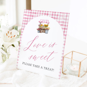 Signe De Table Rose Gingham Fraîchement sortie du marché L'amour