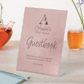 Signe De Table Rose Gold Monogram Sweet Sixteen Guestbook (In SItu)