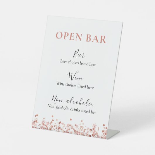 Signe De Table Rose Gold Parties scintillant barre de menu pannea (Recto)