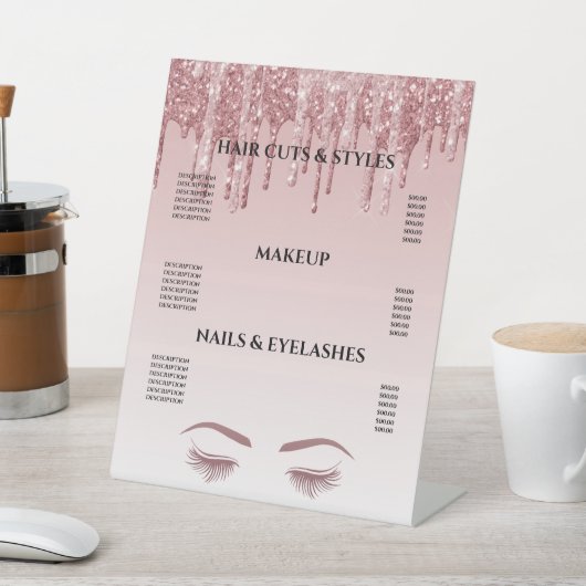 Signe De Table Rose Gold Parties scintillant Blush Hair Maquillag (In SItu)