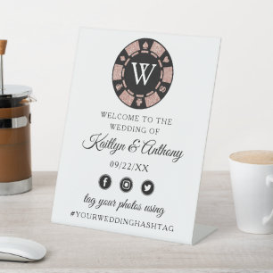 Signe De Table Rose Gold Parties scintillant Poker Chip Casino Ma